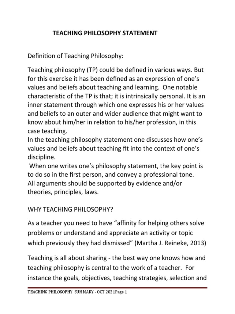 Crafting Your Teaching Philosophy Statement | PDF | Learning | Teachers