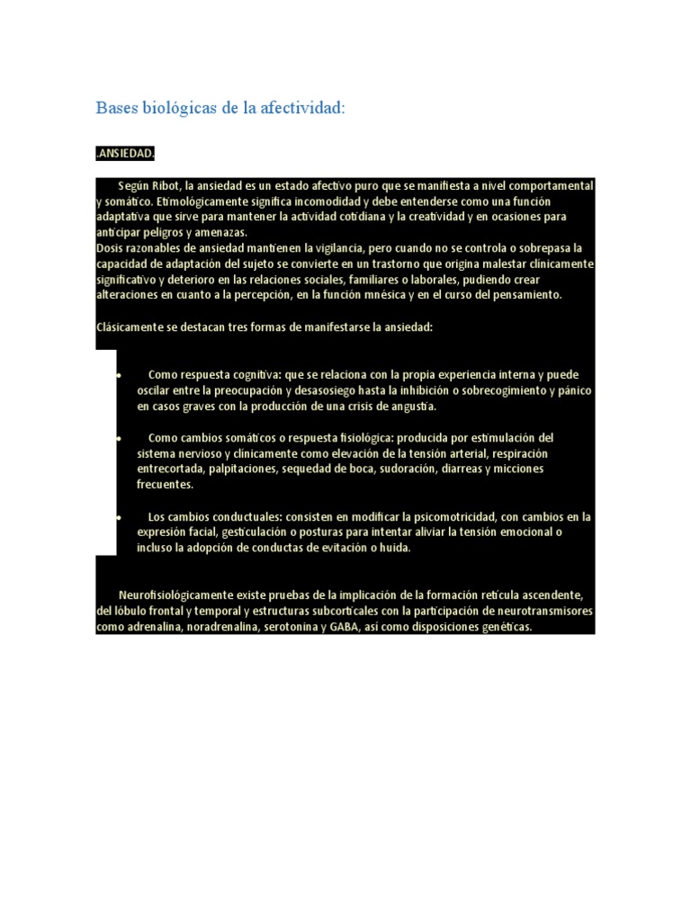 Bases Biológicas de La Afectividad | PDF