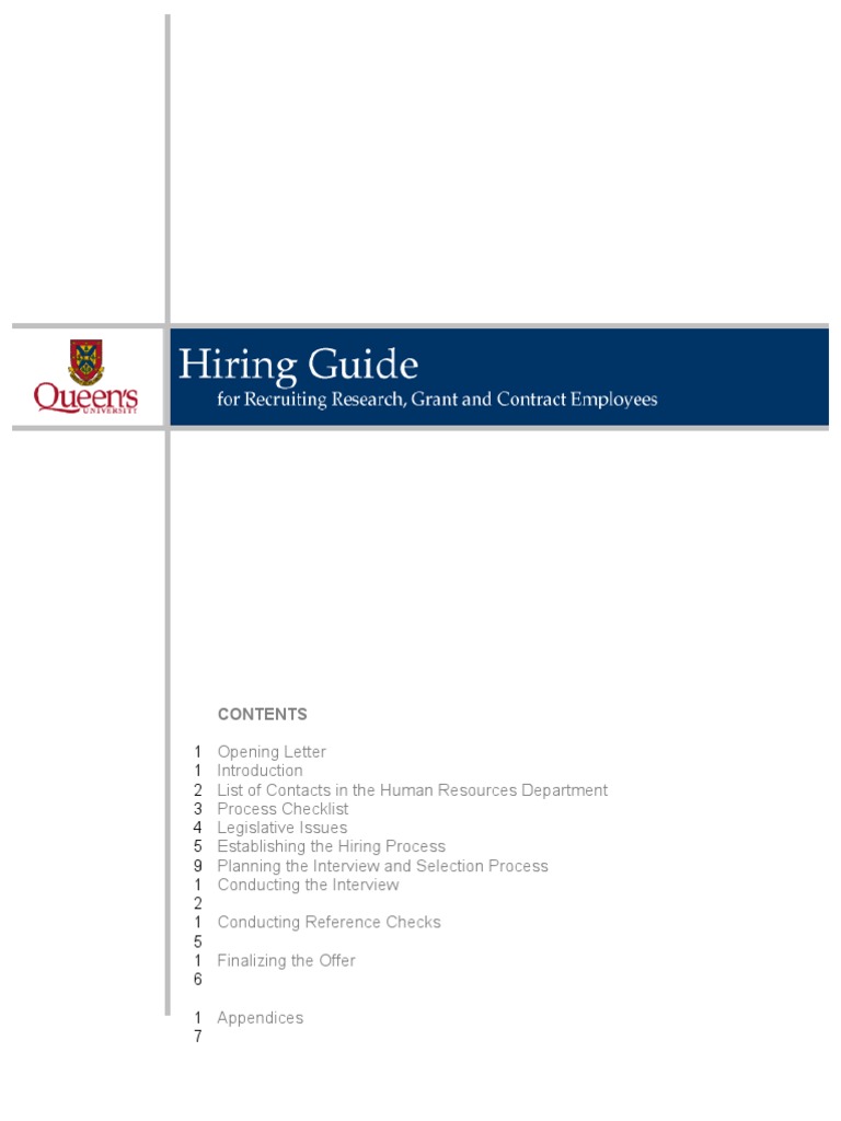 Queen's Hiring Guide for Research Staff | PDF | Recruitment | Employment