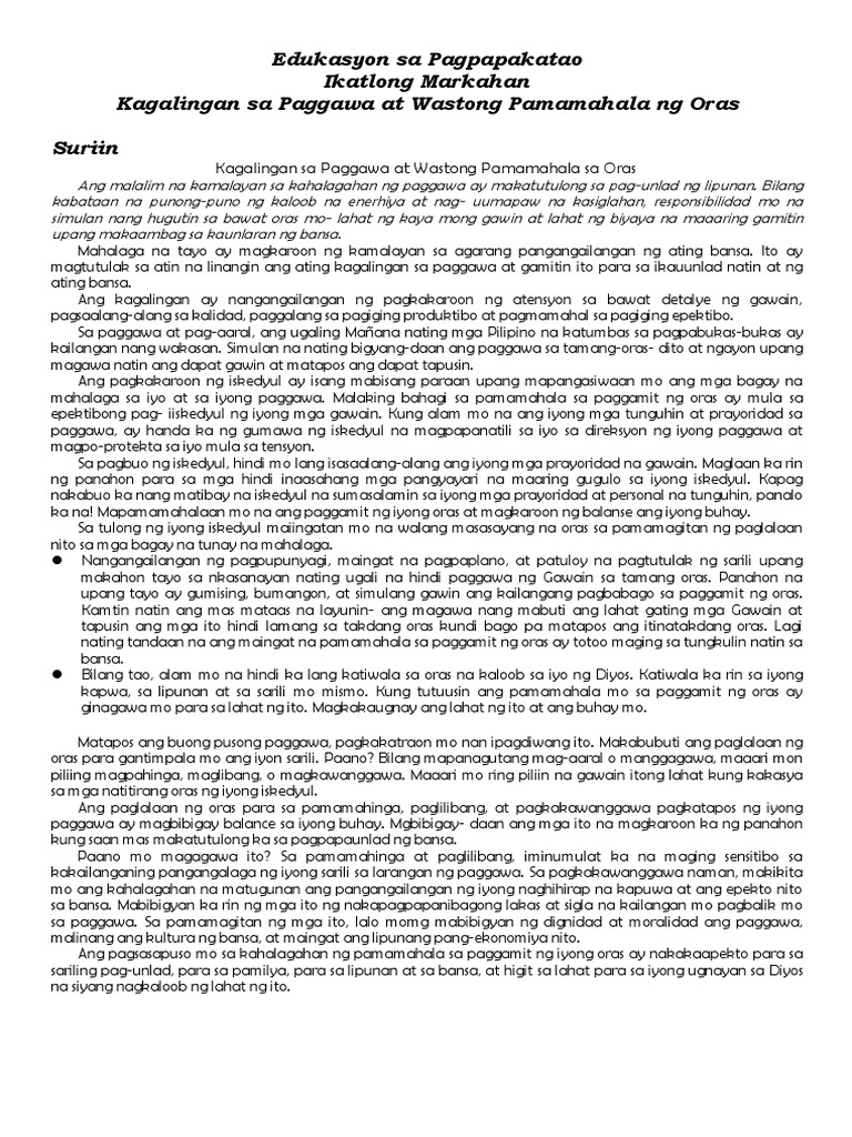 Sent Module Grade 9 Module 4 | PDF