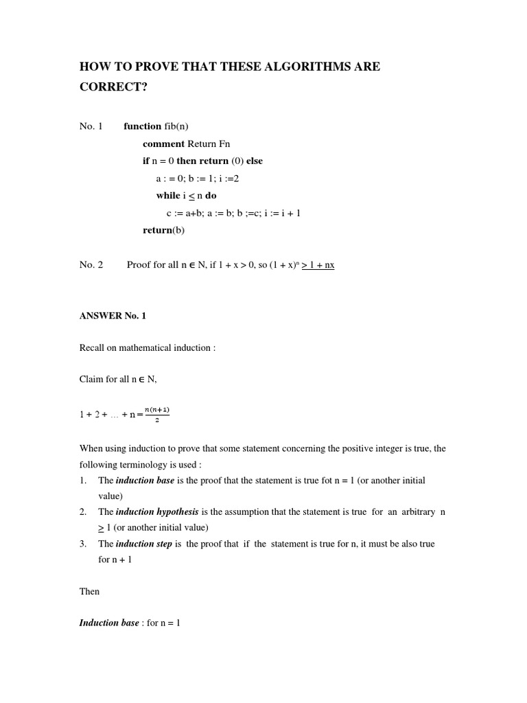 Proving Algorithm Correctness with Induction | PDF