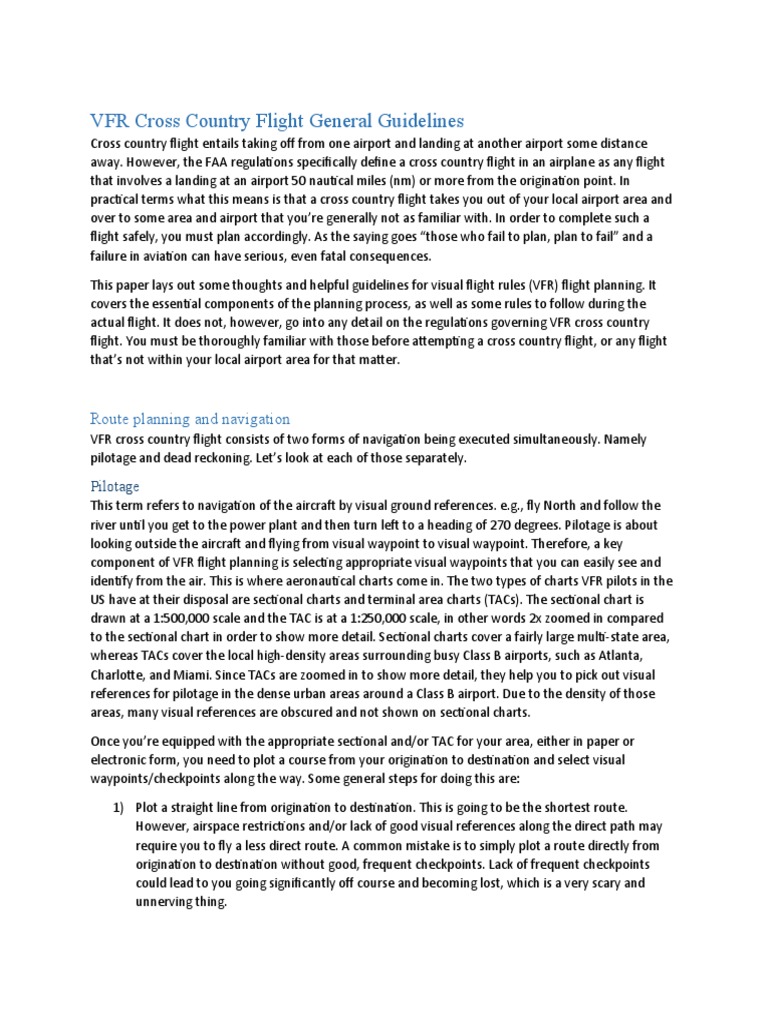 VFR Cross Country Flight Planning General Guidelines | PDF | Weather ...