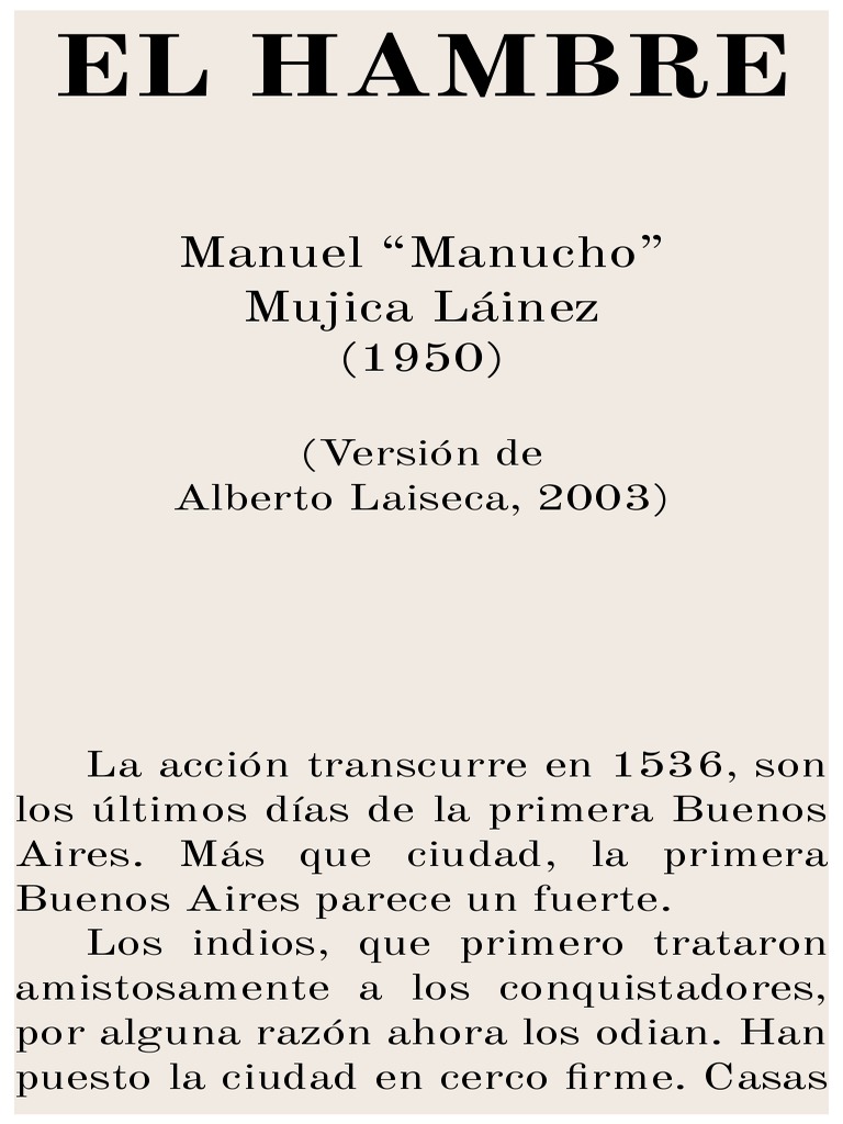Manuel Mujica Láinez El Hambre Versión Para Celular Pdf