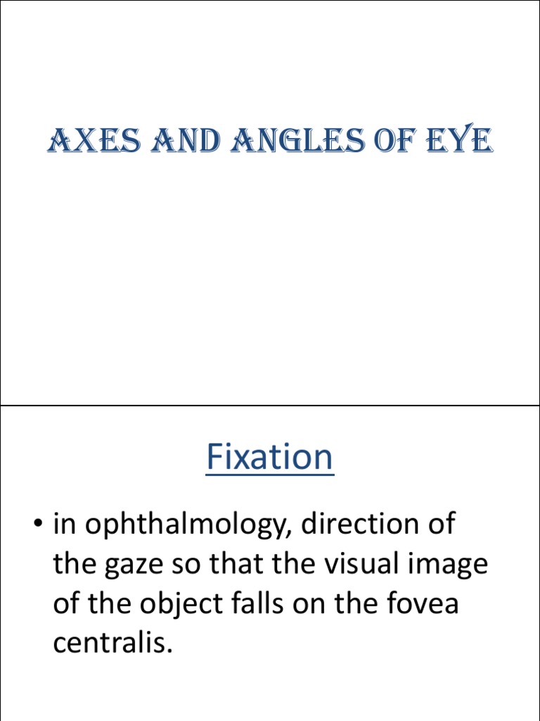 Axes and Angles of Eye PDF Eye Optics