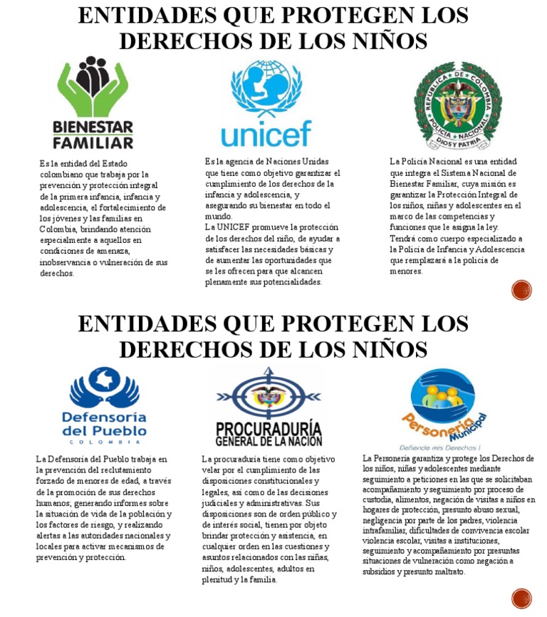 Entidades que protegen derechos infantiles en Colombia | PDF | Derechos ...