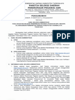 Pengumuman Hasil Seleksi Administrasi Penerimaan Pegawai ASN 2021