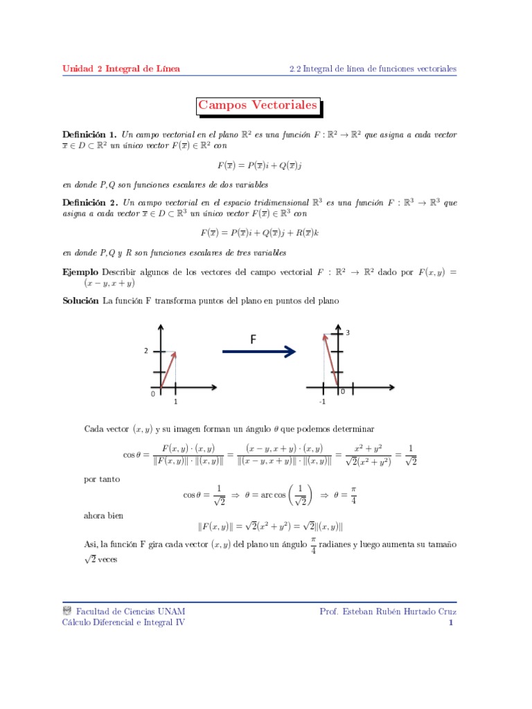 Integral de Línea en Campos Vectoriales | PDF | Vector Euclidiano ...