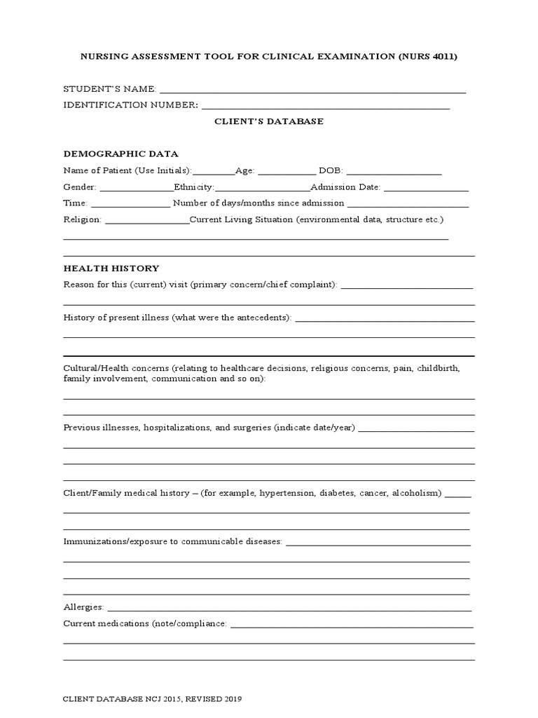 Nursing Assessment Tool Template | PDF | Health Economics | Life Sciences