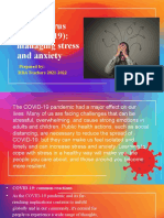 Coronavirus (COVID-19) : Managing Stress and Anxiety: Prepared By: RBA Teachers 2021-2022