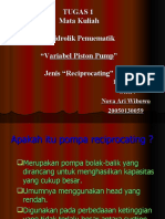 Tugas 1 Mata Kuliah Hidrolik Penuematik "V Ariabel Piston Pump " Jenis "Reciprocating"