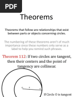 Theorems: Theorems That Follow Are Relationships That Exist Between Parts or Objects Concerning Circles