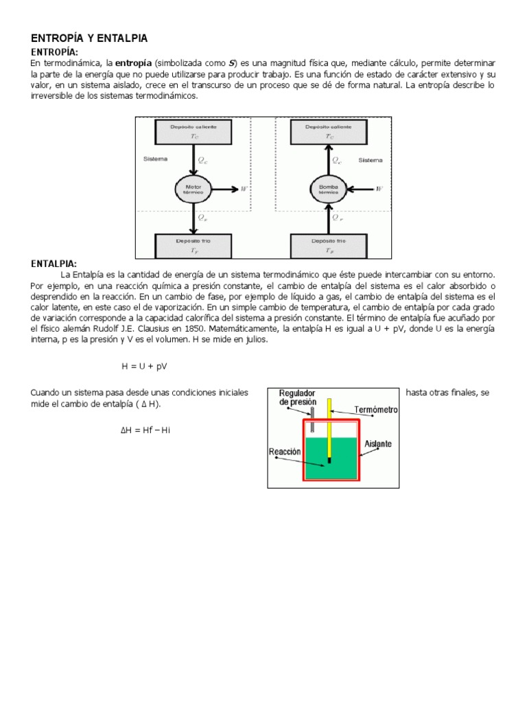 Entropía y entalpía en termodinámica | PDF | Entalpía | Calor