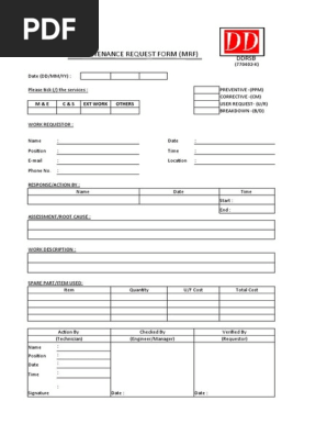 Maintenance request form
