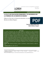 La Falta de Educación Financiera Y Su Incidencia en La Pobreza en Los Montes de María