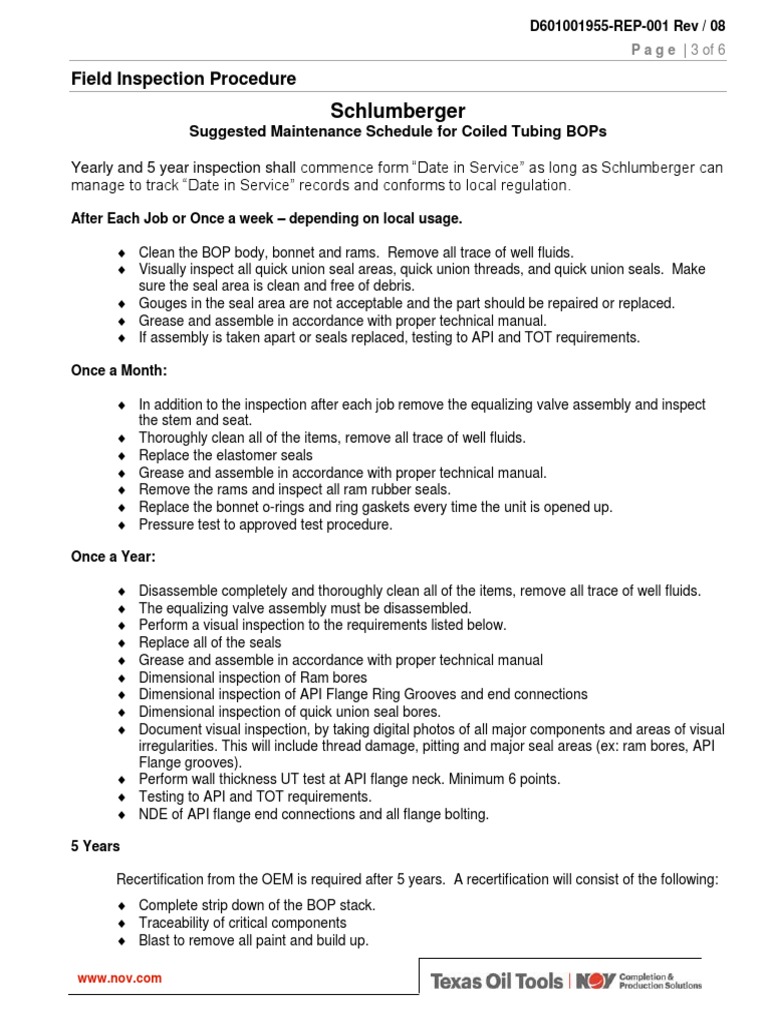 Coiled Tubing BOP Maintenance Guide | PDF | Pipe (Fluid Conveyance ...