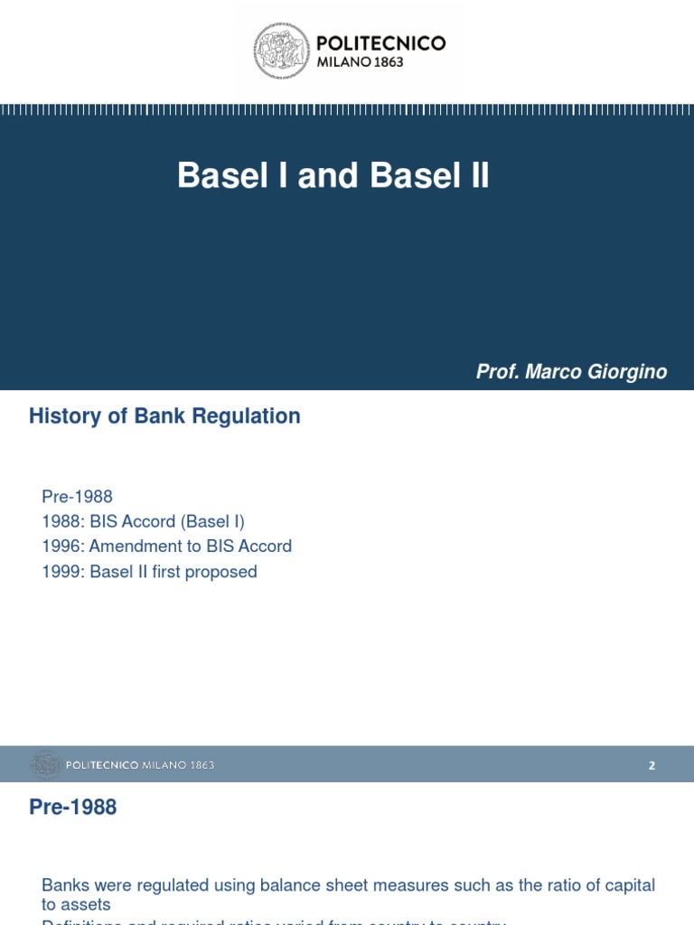 Basel I and Basel II Prof. Marco PDF Financial Capital