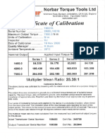 Torque Multiplier Calibration Certificate