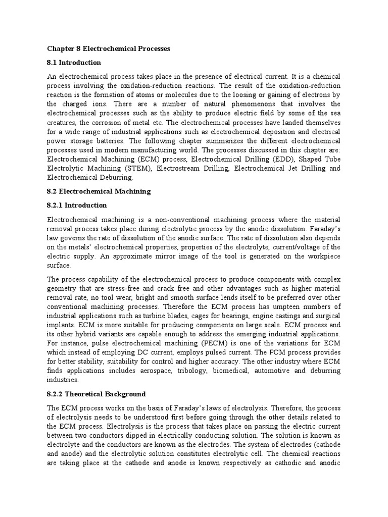 Electrochemical Machining Overview | PDF | Anode | Electrochemistry