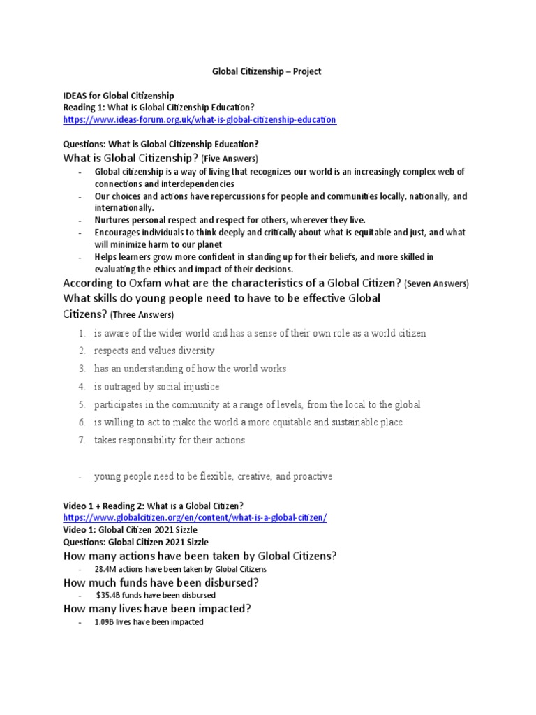 Week 6 - Global Citizenship | PDF | Social Science