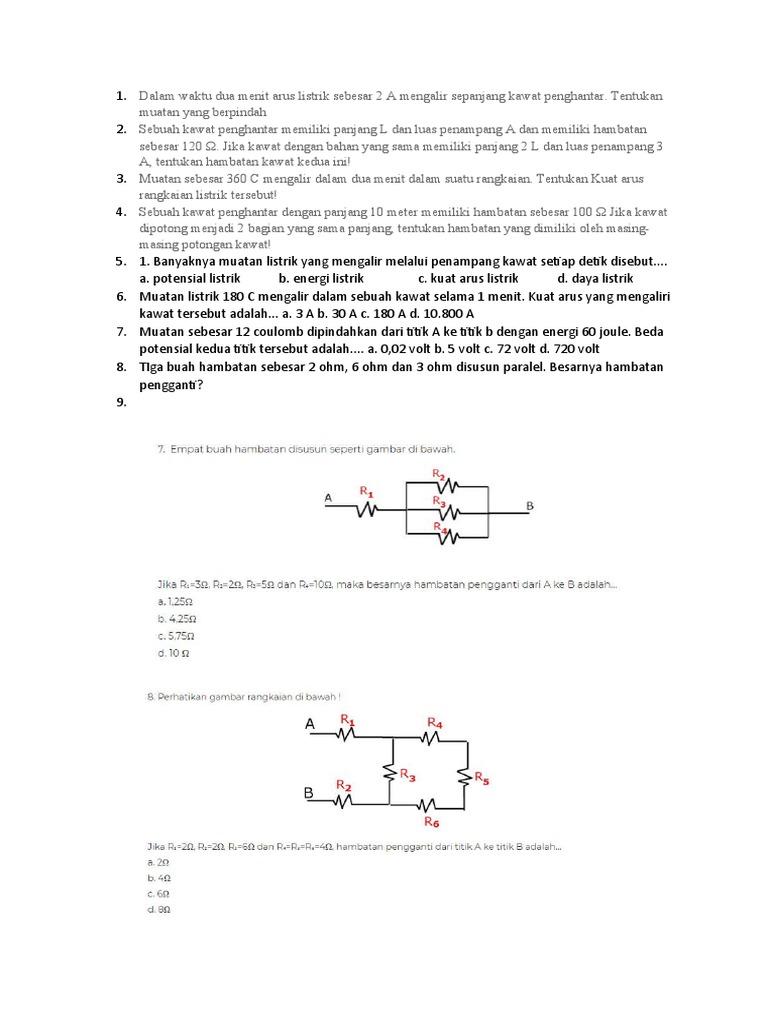 Rumus dan Soal Arus Listrik Dasar | PDF | Metode & Bahan Ajar | Sains ...