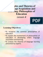 Principles and Theories of Language Acquisition and Learning: Philosophies of Education