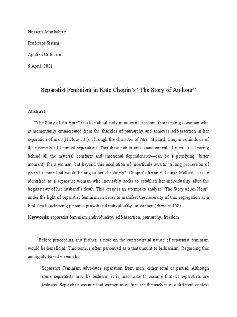 The Story of An Hour A Feminist Study PDF