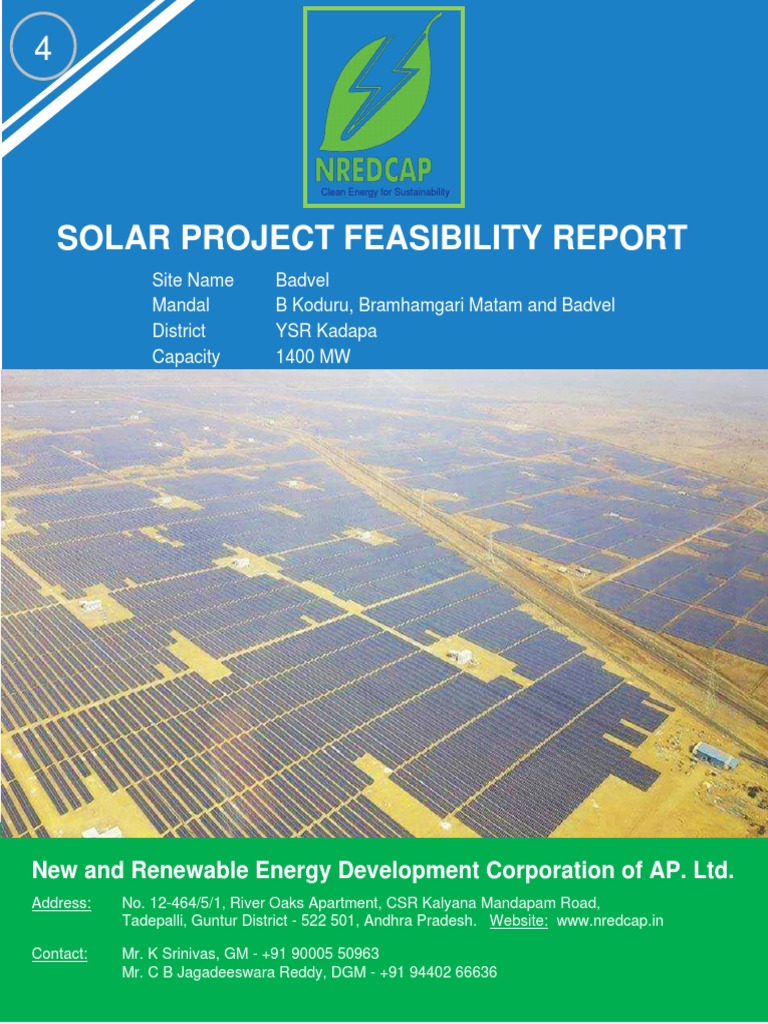 Feasibility Study for Badvel Solar Park | PDF | Solar Power | Nature