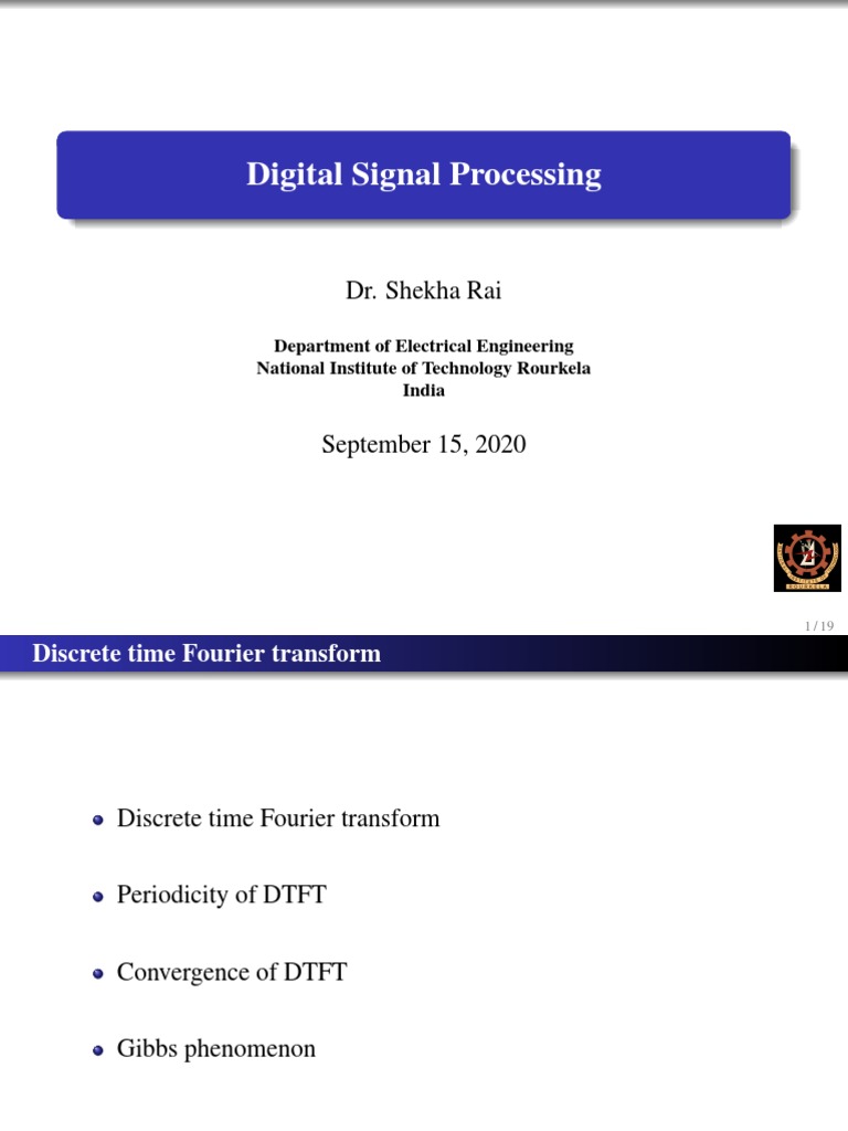 Digital Signal Processing: Dr. Shekha Rai | PDF | Telecommunications ...
