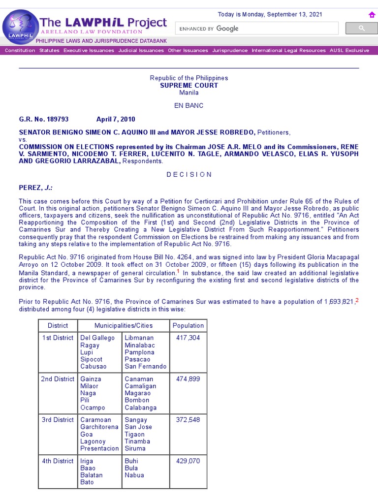 Aquino v comelec gr no 189793 7 april 2010 pdf standing law