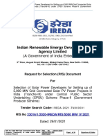 Selection of Solar Power Developers For Setting Up of 5000 MW Grid Connected SPV - IREDA 2021