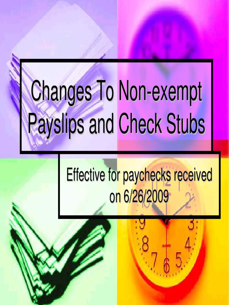 Changes To Non Exempt Payslips and Check Stubs PDF Paycheck Payroll