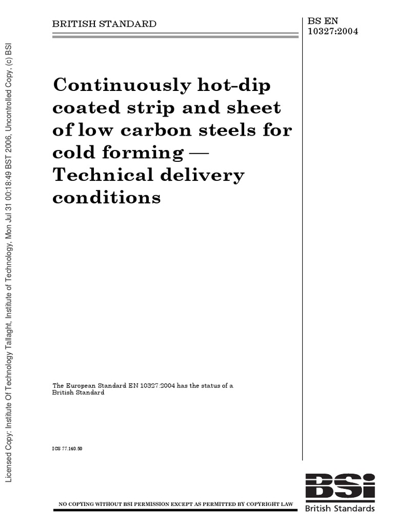 Din en 10327 (2004) | PDF | Steel | Sheet Metal