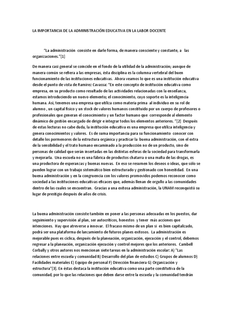 Importancia de la Administración Educativa | PDF | Planificación ...