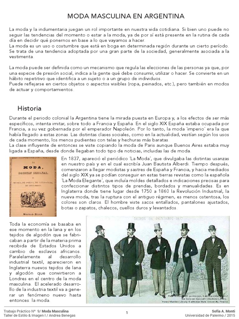 Evolución de la Moda Masculina en Argentina | PDF | Moda | Ropa