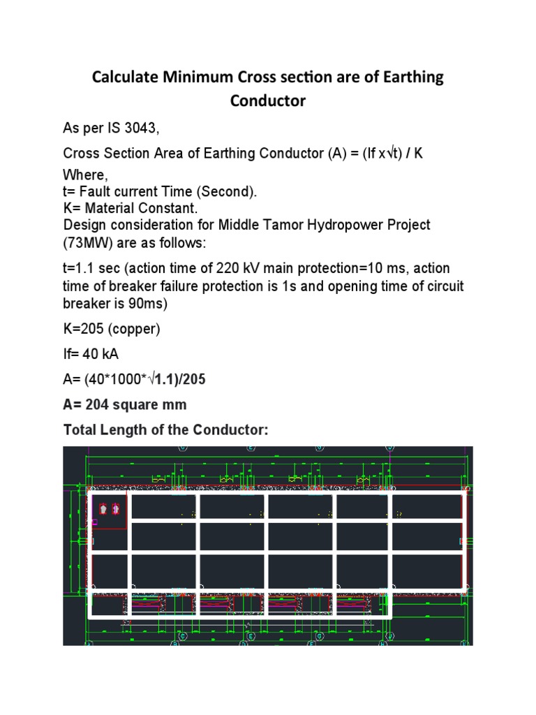 Earthing Conductor Size Calculation | PDF | Technology & Engineering