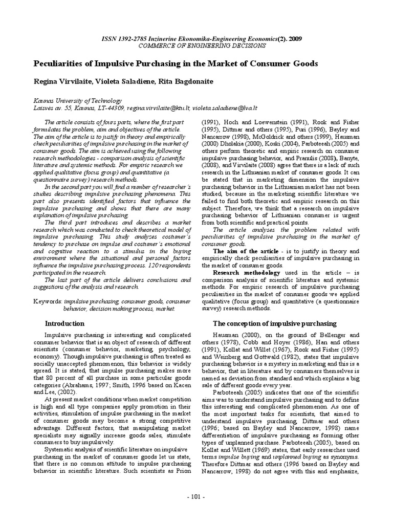 Impulsive Purchasing in Consumer Goods | PDF | Impulsivity | Behavior