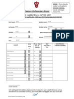 Pleasantville Secondary School: Csec Candidate Data Capture Sheet