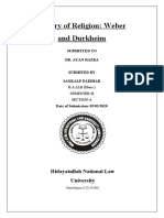 Theory of Religion: Weber and Durkheim: Hidayatullah National Law University