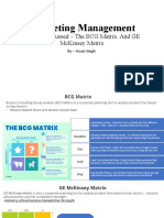 Marketing Management: Models Discussed - The BCG Matrix and Ge Mckinsey Matrix