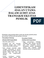 Mengidentifikasi Persoalan Utama Dalam Audit Atas Transaksi Ekuitas