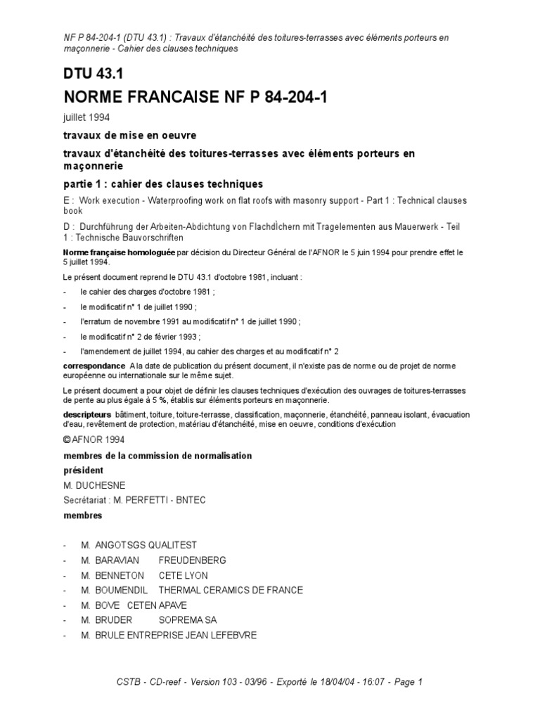 Dtu Etancheite | PDF | Béton | Code de la construction et de l'habitation