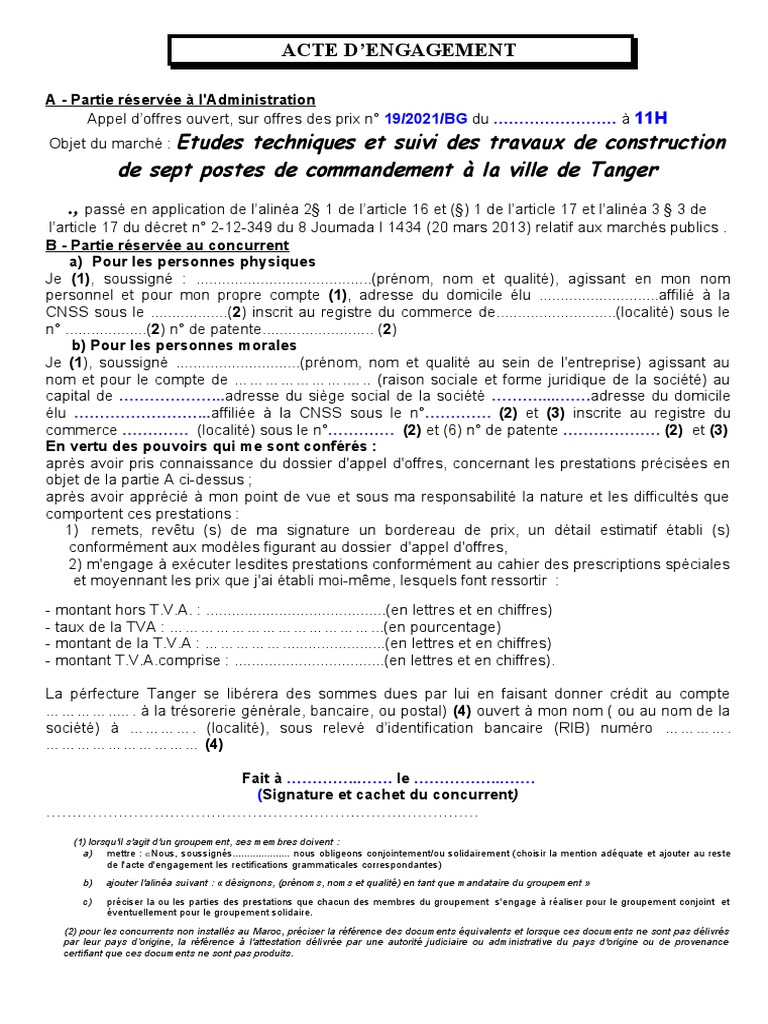 Acte D'engagement | PDF | Taxe sur la valeur ajoutée