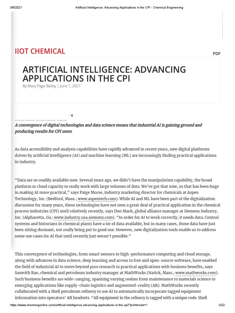AI Applications in Chemical Engineering | PDF | Artificial Intelligence ...