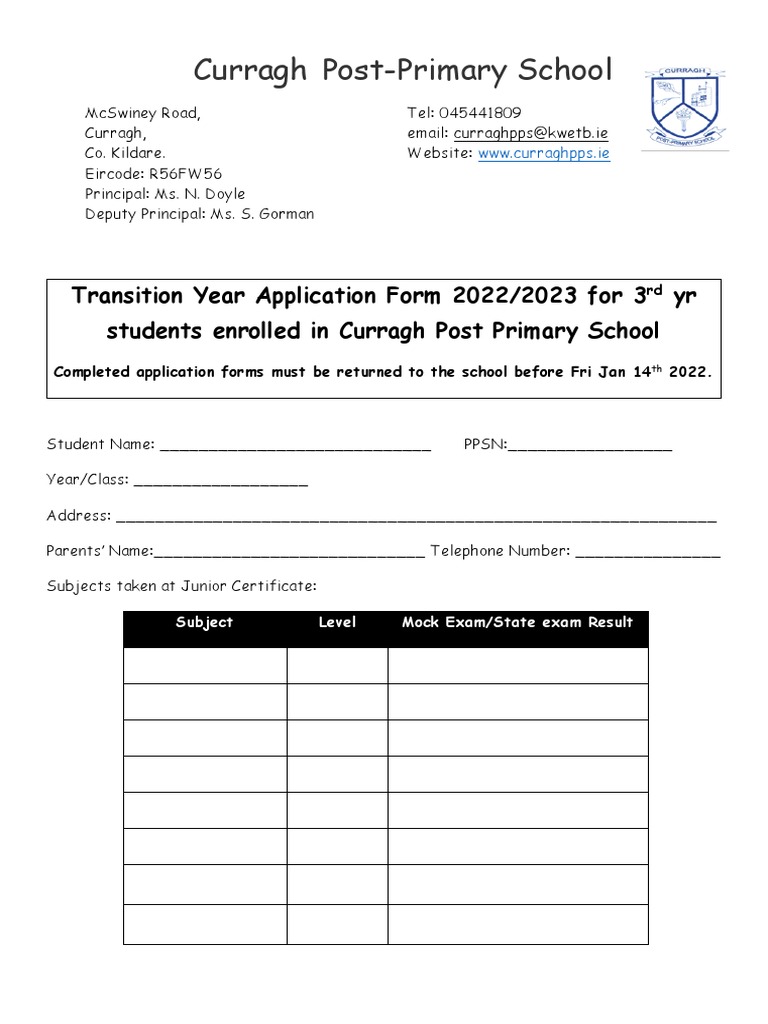 Ty Application Form 2022 | PDF