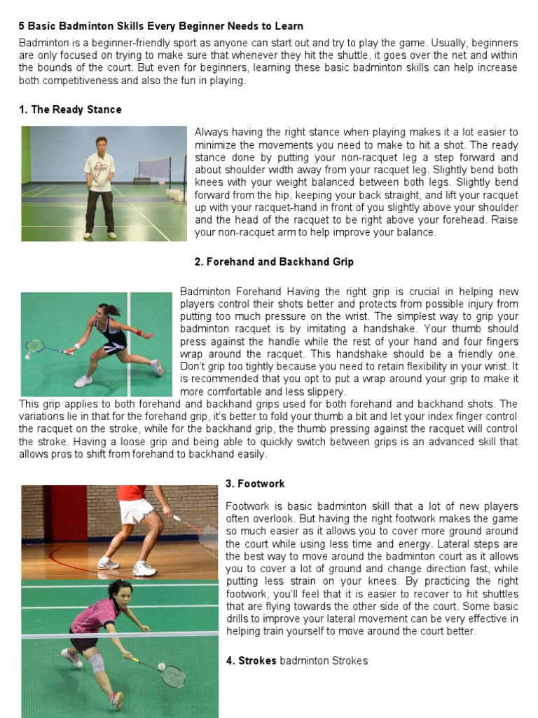 5 Basic Badminton Skills Every Beginner Needs To Learn PDF