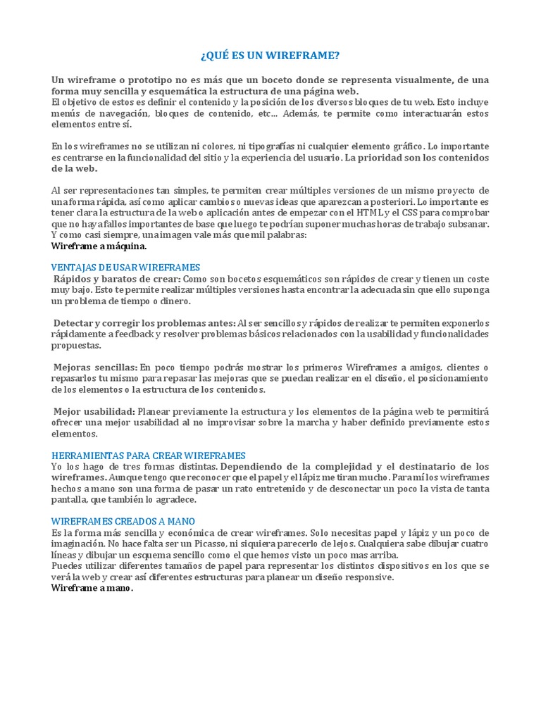 Qué Es Un Wireframe | PDF | Usabilidad | Informática