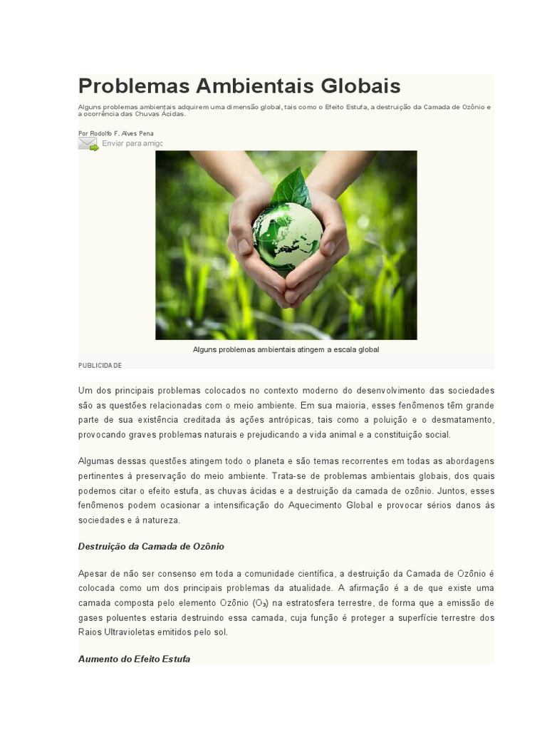 Problemas Ambientais Globais | PDF | Poluição | Ambiente natural