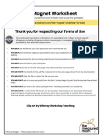 Magnet Worksheet: Thank You For Respecting Our Terms of Use