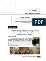 Lesson: The Journey of Philippine Literature: From Precolonial To Contemporary Period