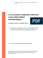 Leonardo Rocco, Natalia Oliari (2007) - La Encuesta Mediante Internet Como Alternativa Metodológica